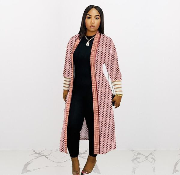 Frauen oberbekleidung 2023 Frühling und Herbst Neue Gewinde Hülse Strickjacke frauen oberbekleidung Plaid Muster Lange Top Frauen Graben Mäntel