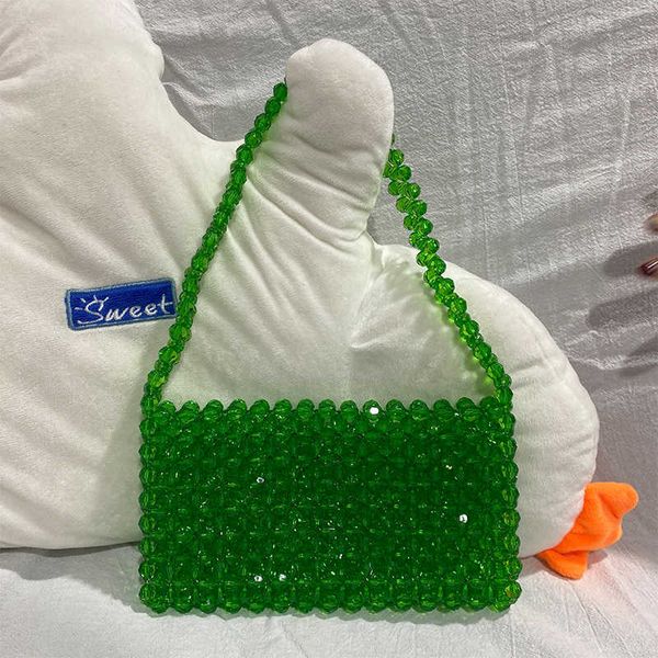 Bolsas de ombro com miçangas Atacado Design de cores personalizadas para festa feminina Bolsas e bolsas de praia pequenas Carteiras de pérola Verde com alça superior Commuter 230530