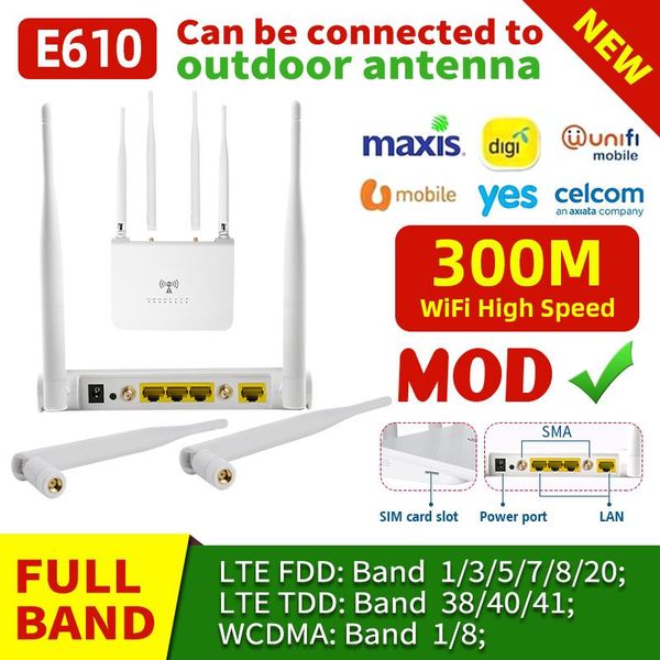 Router E610 300MBPS Network Cat4 CPE FDD LTE Mobile Hotspot Modem 3G 4G WiFi router con slot SIM slot SMA Interfaccia esterna Antenna