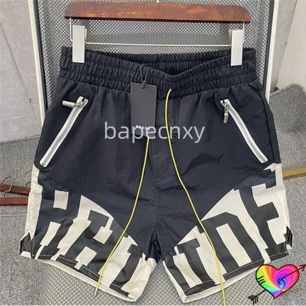 Мужские шорты Black Rhude Mesh Shorts Мужчины женщины 1 качественные таблетки на молнии на молнии слегка нега