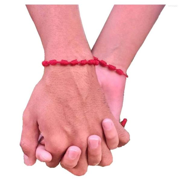 Charm Bracelets Handmade 7 Knots Red Thread Para Mulheres Homens Meninas Casal Pulso Jóias Acessórios Amizade Presentes Atacado