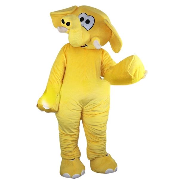 Elefante Personalizzato Giallo Peluche Prestazioni Costume da cartone animato Prestazioni Copricapo Mascotte Walking Puppet Animal Suit Party Size Christmas