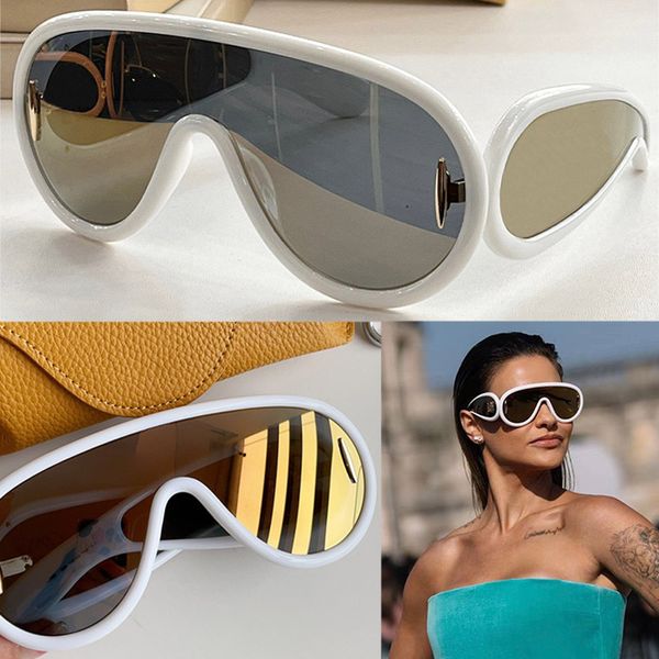 Wave Mask Sonnenbrille LW40108I Hellbraune Linse, schwarzer Rahmen, Damen-Designer-Brille mit großem Rahmen, Acetatfaser-Masken-Sonnenbrille, modische UV400-Brille