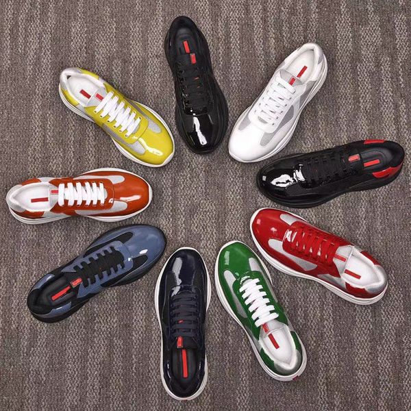 Sapatos esportivos masculinos ao ar livre Copa América Laca de luxo Couro respirável Sola macia Sapatos esportivos de borracha macia e tecido de bicicleta Tênis com cadarço