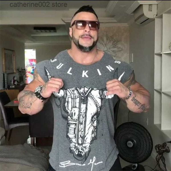 T-shirt da uomo New Men Canotta in cotone Bodybuilding Fitness gilet senza maniche allenamento stampato Sotto la stampa della camicia mens palestre Top debardeur homme T230601