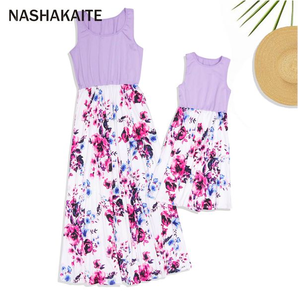 Roupas combinando para família NASHAKAITE Vestido de mãe e filha combinando com roupas florais estampadas Vestido longo para mãe e filha mamãe me 230601