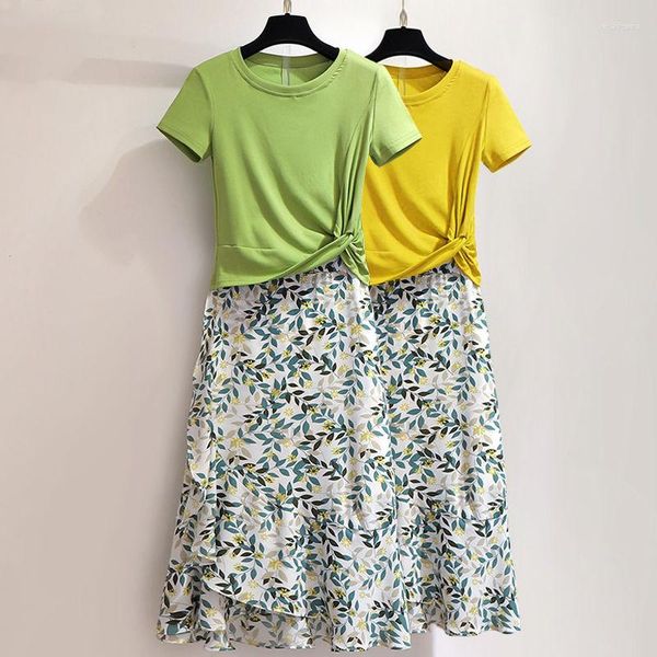 Arbeitskleider Sommer Koreanische Mode T-Shirt Rock Set Frauen Anmutiges Druckkleid Mädchen Studenten Lässige süße Kleidung Großhandel Sets