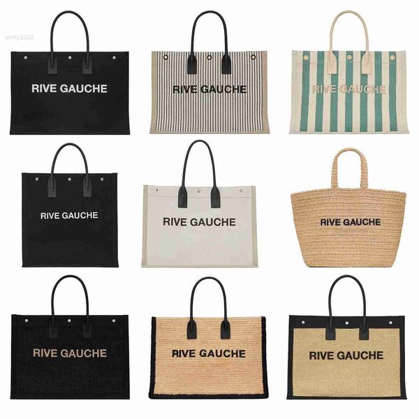 Totes Damen-Handtasche, geprägte Rive-Gauche-Einkaufstasche, Herren-Clutch, gewebtes Leinen, große Strand-Einkaufstaschen, luxuriöse Designer-Mode-Canvas-Reise-Umhängetasche