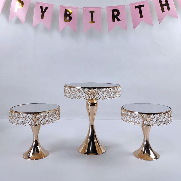 Bakeware Tools 3Pcs Gold Silver Metal Cake Stand Set Display Wedding Birthday Party Dessert Electroplate Cupcake Plate Rack