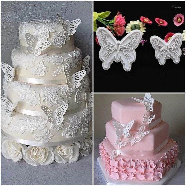 Backformen 2 stücke DIY Schmetterling Schneider Form Kuchen Fondant Zucker Handwerk Cookie Dekorieren Werkzeuge Schokolade Fudge Präge Für