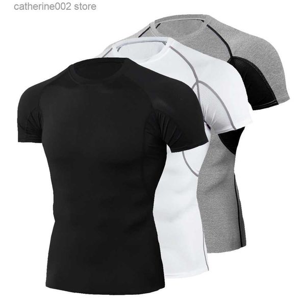 T-shirt da uomo Palestra T-shirt da uomo Basket Calcio Camicia da compressione Uomo Bodybuilding Top Tee Tight Rashguard Magliette Maniche corte Abbigliamento T230601