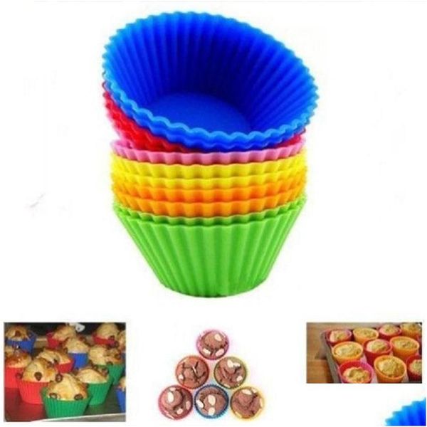 Cupcake Bakeware Maker Mold 6 colori Sile Muffin Cake Mod Case Tray Baking Cup Jumbo Dh0158 Drop Delivery Home Garden Kitchen Dining B Dhfwq