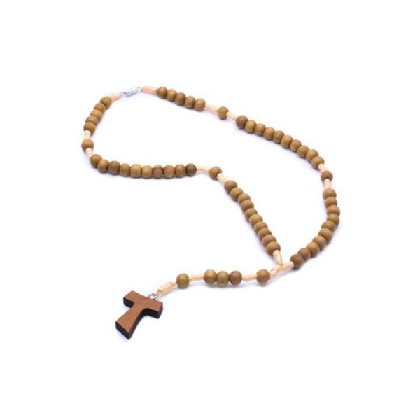 Collane con ciondolo Moda Accessori religiosi Intrecciato a mano Croce Pregate Rosario in legno Collana Drop Delivery Gioielli Pendenti Dhmfy