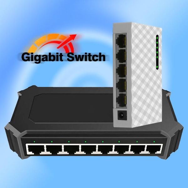 Switches Auto completo 1g 5 8 Porta interruptor Gigabit Switch Ethernet LAN RJ45 CURSO ADAPTADOR DE GIGABIT DE NEXH GIGABIT 1000MBPS Internet Switcher Internet