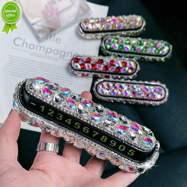 Yeni Yaratıcı Big Rhinestones Gizlenebilir Geçici Otopark Kartı Telefon Numarası Plaka Telefon Numarası Kristal Araba Çıkartmaları