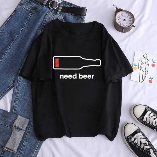 Мужские футболки Негабаритная графическая женская одежда весело потребности пива летние коротки