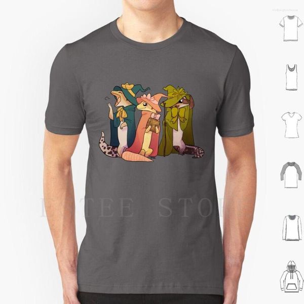 Herren-T-Shirts 3 Wizard Lizard Friends! Hemd mit Aufdruck aus Baumwolle, Leopard, Gecko, Reptil, fetter Schwanz, afrikanisch