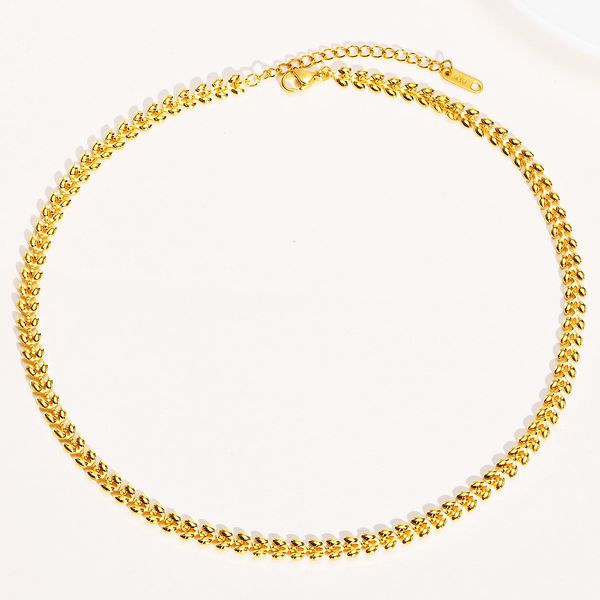 Colar de pulseira feminino personalizado e moderno em aço inoxidável em forma de trigo Conjunto de colar de pulseira com corrente estendida para presente yw13NC-1310