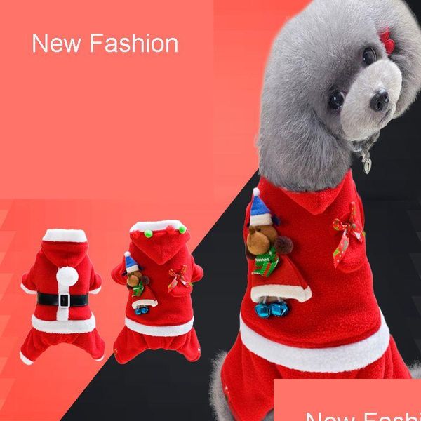 Vestuário para cães por atacado Presente de Natal Feliz Vestido para animais de estimação Tamanho 5 Elk Papai Noel Cachorro Terno Clássico Euramerican Roupas para animais de estimação Dh0309 Drop Delive Dhcjt