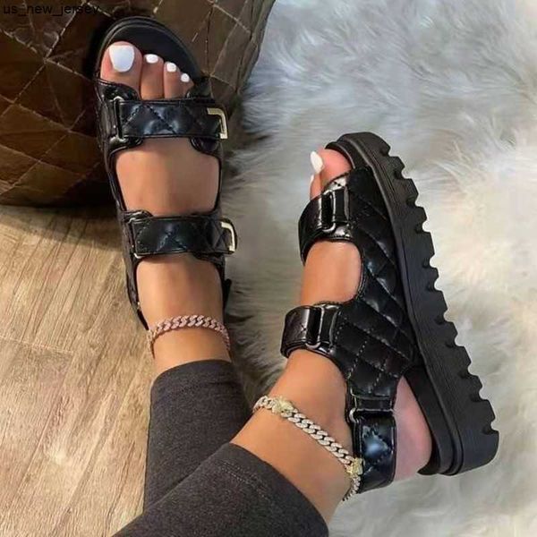 Sandálias Summer Platform Women Sandals Black 2021 Casual Outdoor Fashion Confortável Causal Ladies Sandals High Quality Beach Shoes J230601