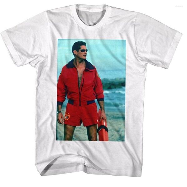 Camisetas Masculinas Baywatch TV Show Mitch Buchannon On The Beach Licenciado Camisa Adulto Est 2023 Moda