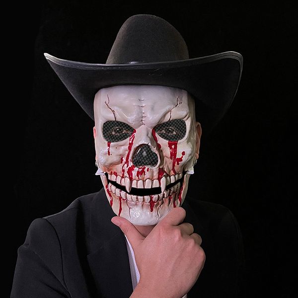 Neue Halloween Simulation Mund Schädel Maske Kunststoff Dress Up Requisiten Maske Horror Schädel Kopfbedeckung