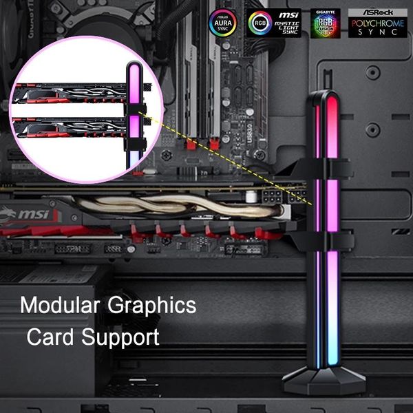 Raffreddamento RGB Vertical VGA Holder 12V 4pin/5v 3pin argb GPU Support Graphics Card State State Jack Mobo Aura Sync Black/White/Pink