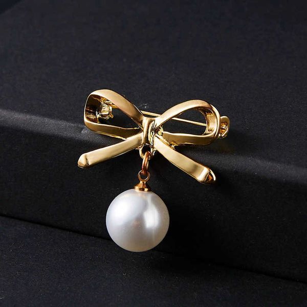 Pins Broschen Mode Bowknot Damen Luxus Kristall Perlenkette Kleidung Accessoires Schmuck Großhandel G230529