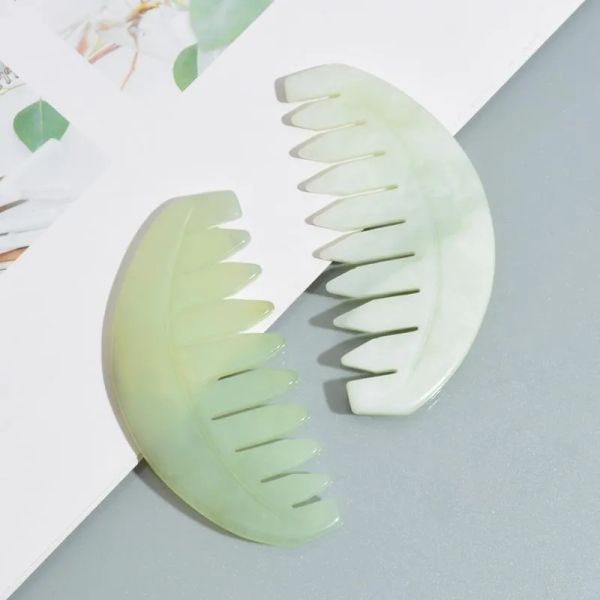 Nature Jade Comb Massage Spa Head Therapy Treatment On Gua Sha Board Scalp Massager Brushes