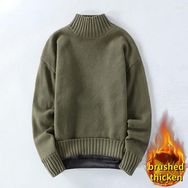 Männer Pullover Frühling Winter Hoher Kragen Gebürstet Plüsch Dicke Warme Koreanische Mode Luxus Wolle Plus Größe Pullover Kleidung Männlich mantel Pullover