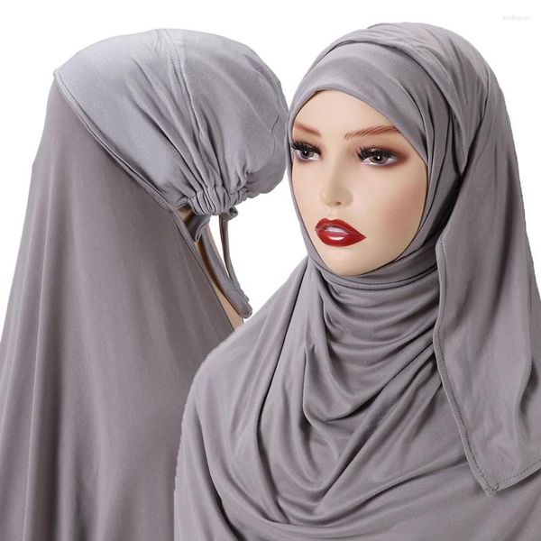 Roupas étnicas 10 pçs Jersey Instant Hijab Satin Inner Hat Cachecol Islâmico Cap Head Wear Stretch Turbante Muçulmano Lenço de Baixo Alças de Bonnet