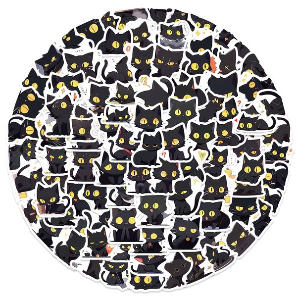 100 pçs mini gato preto adesivos para skate carro bebê scrapbooking estojo diário telefone laptop planejador decoração livro álbum crianças brinquedos diy decalques