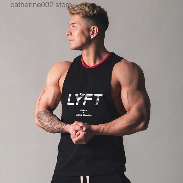 Camisetas masculinas verão novo estilo ginástica treino colete de treinamento masculino preto camisa sem mangas esportes fitness colete de algodão colete casual gola redonda masculina t230601