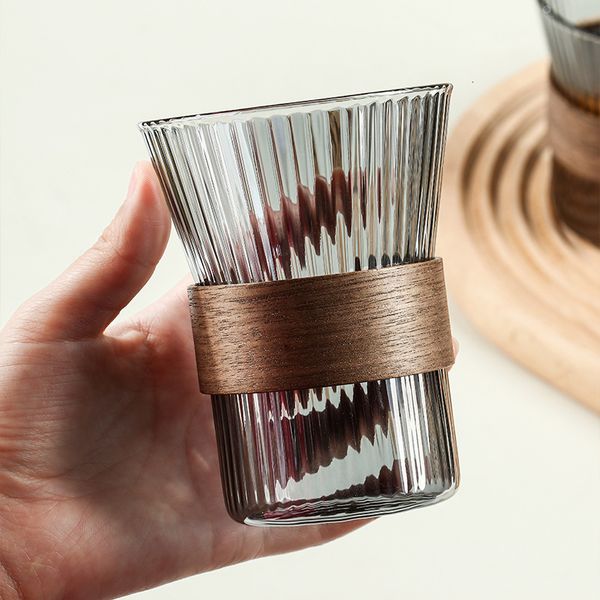 Tumblers Glass Coffee кружка деревянная ручка эспрессо стаканы виски каваи -ковчо -посуда красивые чайные кружки пиво милый 230531