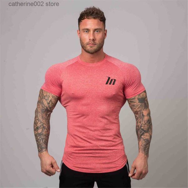 T-Shirts Masculinas Compression Skinny T-shirt Camisa Superelástica Secagem Rápida Masculino Ginásios Fitness Treino de Musculação Tees Tops Jogger Roupas Esportivas T230601