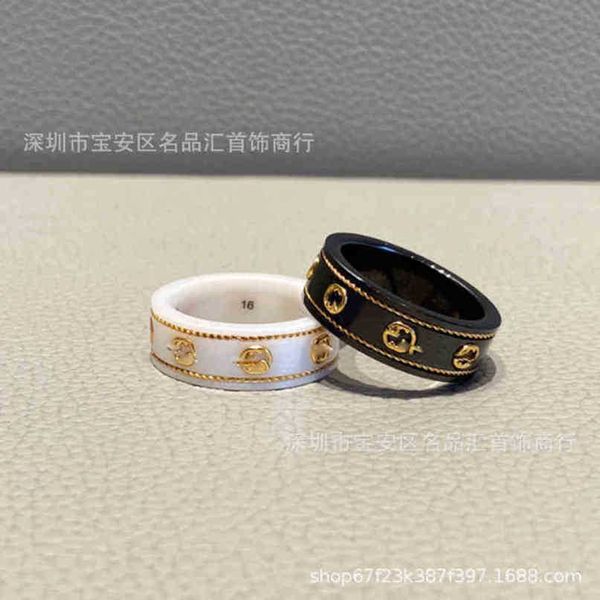 60% de desconto em joias de grife, pulseira, colar, anel, mesmo anel de casal de cerâmica preta e branca banhado a ouro, novas joias
