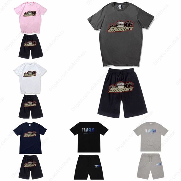 Designer Trapstar Summer Roupa esportiva masculina de algodão puro estampado Camiseta de manga curta Shorts terno de 2 peças elegante terno esportivo