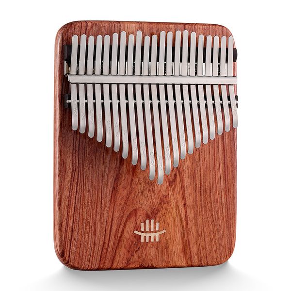 Polegar 21 teclas fundo cut-out placa kalimba kalimba dedo piano instrumento musical de sândalo amarelo com caixa