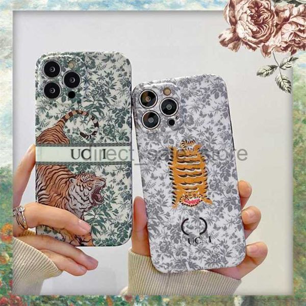 Casos de telefone celular de grife para iPhone 14 Pro Max 7 8 7p 8PLUS Fashion Luxury Tiger Bordedy