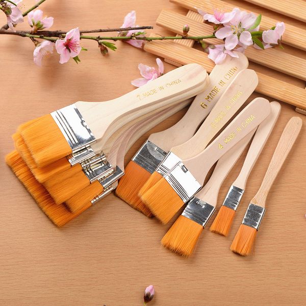 50Set 12 teile/satz Nylon Pinsel Holz Griff Lernen Aquarell Zeichnung Wand Lacke Malerei Kunst Reinigung Pinsel Liefert