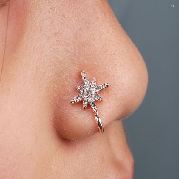 Körperschmuck Stonefans 1 Stück Kristall Stern Fake Piercing Nasenring Frauen Sexy Ohrringe 2023 Trend Edelstahl Zubehör
