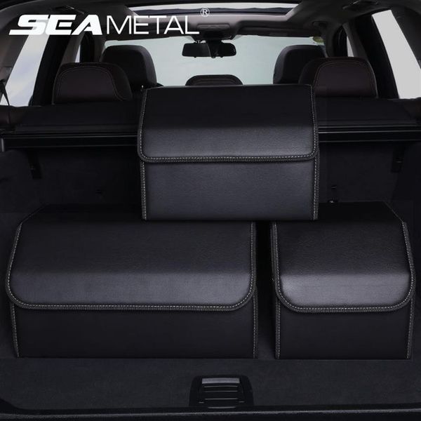 Organizador de mala de carro caixa de armazenamento de couro PU organizadores de automóveis bolsa dobrável bolsos de armazenamento de porta-malas para veículos sedan SUV acessórios LJ2332P