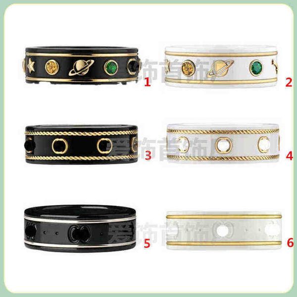 50% di sconto gioielli di design bracciale collana anello Accessori anello in ceramica bianca pietra in acciaio nero per uomo donna per fare regali alle amiche