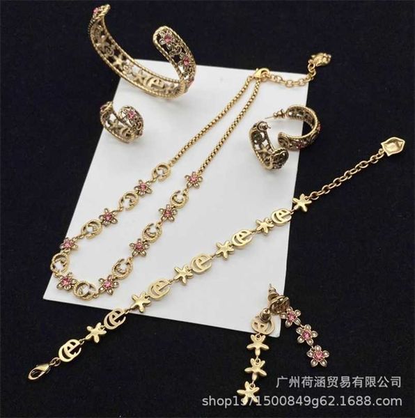 designer de joias pulseira colar anel flor de alta qualidade conjunto antigo pulseira brinco brinco deusa versátil