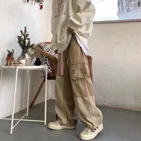 Hosen Neue Retro Baggy Schwarz Cargo Hosen Männer Khaki Cargo Hosen Männlichen Vintage Lose Beiläufige Japanische Streetwear männer Hip Hop hosen