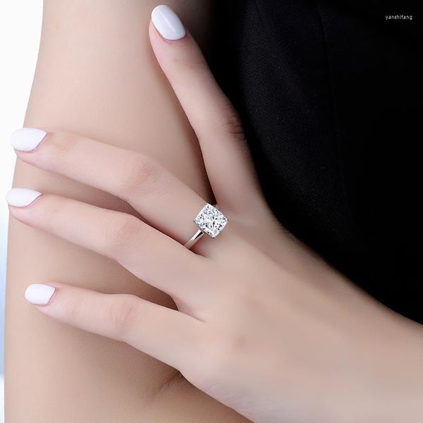Cluster-Ringe für Hochzeiten, 3 Karat, Kissen, simulierter weißer Diamant, Sterling-Silber 925, Stein für Frauen, versandfertig