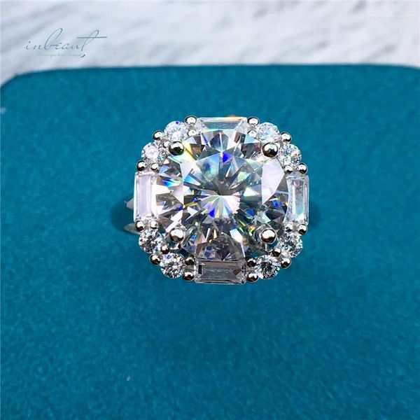 Cluster Rings Inbeaut 925 Silver Excelente Corte 4 Ct Sparkling D Color VVS1 Pass Diamond Test Moissanite Cushion Ring Classic Wedding Jewelry