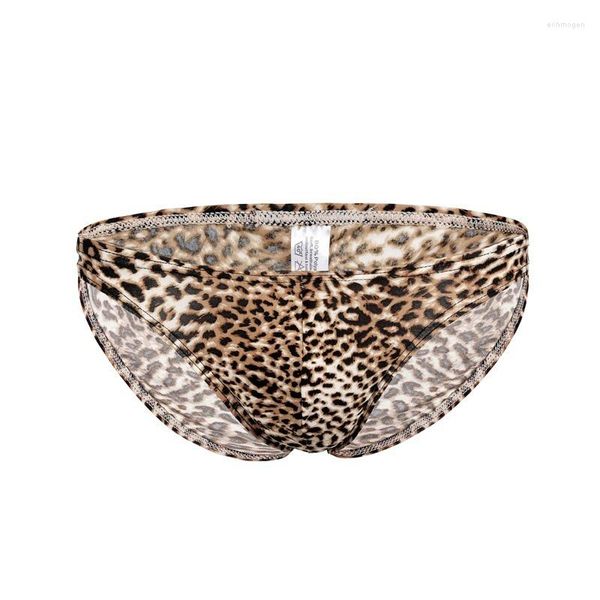 Cuecas masculinas com estampa de leopardo Moda Roupa íntima respirável Shorts elásticos cintura baixa Conjunto exótico