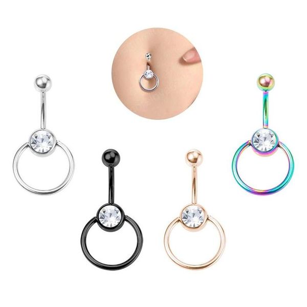Anéis de botão de sino de umbigo Barriga de piercing de aço cirúrgico Barra redonda Ombligo Barbell para mulher Sexy Body Jewelry Drop Delivery Dhpsq