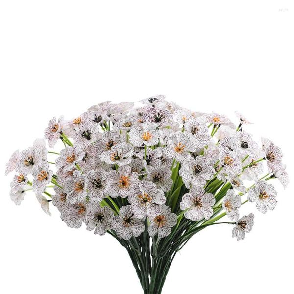 Flores decorativas 5 cabeças de água grama tela de seda flor de pano decoração ao ar livre violeta simulação plástico